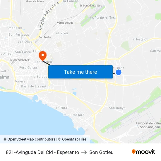 821-Avinguda Del Cid - Esperanto to Son Gotleu map