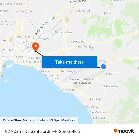 827-Camí De Sant Jordi to Son Gotleu map