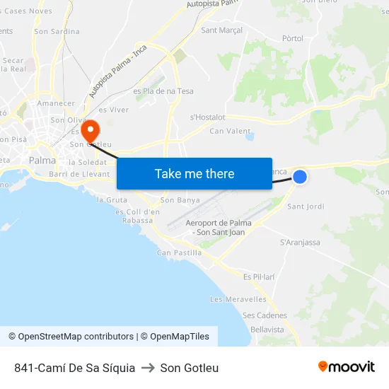 841-Camí De Sa Síquia to Son Gotleu map