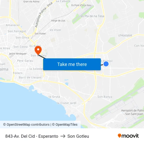 843-Av. Del Cid - Esperanto to Son Gotleu map