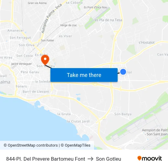 844-Pl. Del Prevere Bartomeu Font to Son Gotleu map