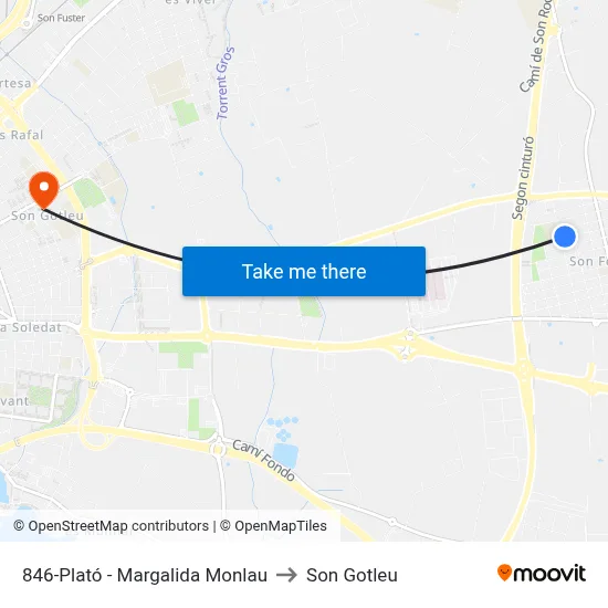 846-Plató - Margalida Monlau to Son Gotleu map