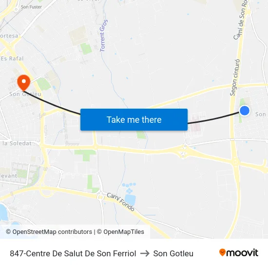 847-Centre De Salut De Son Ferriol to Son Gotleu map