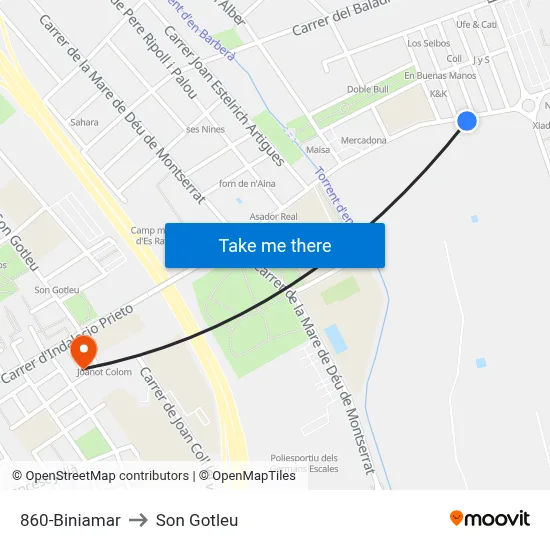 860-Biniamar to Son Gotleu map