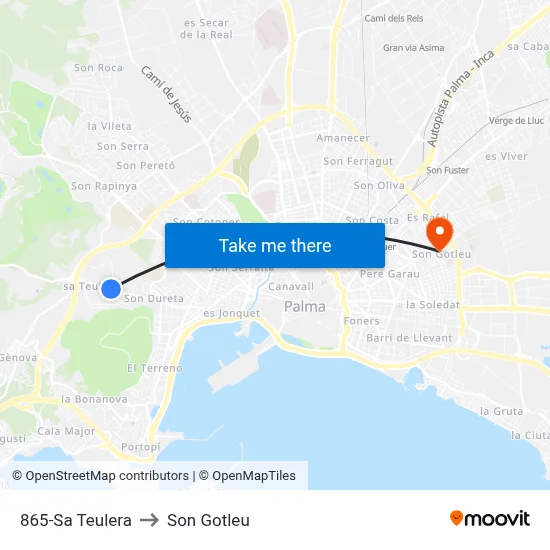 865-Sa Teulera to Son Gotleu map