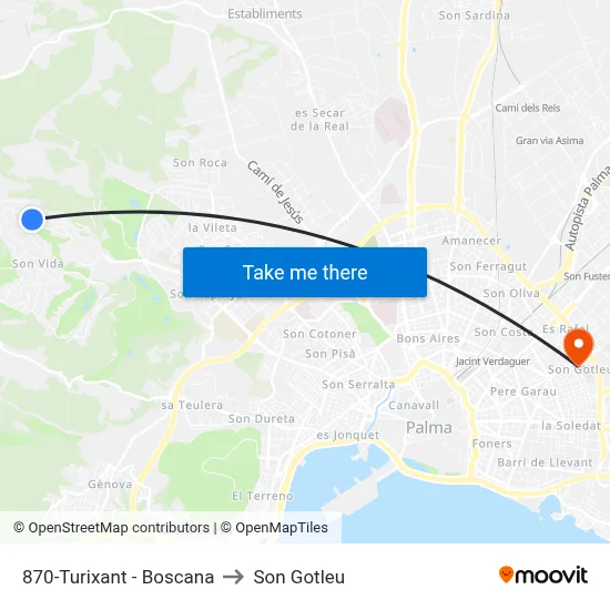 870-Turixant - Boscana to Son Gotleu map