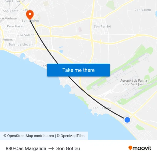 880-Cas Margalidà to Son Gotleu map