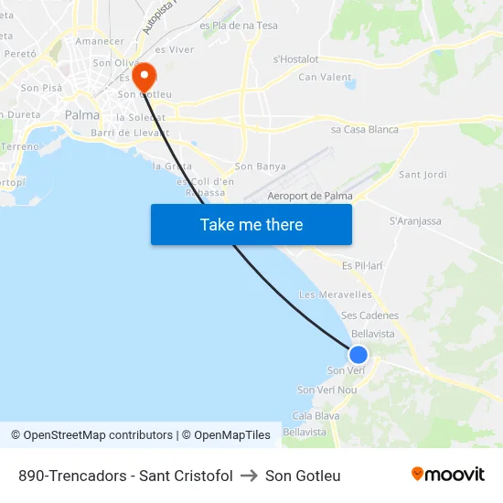 890-Trencadors - Sant Cristofol to Son Gotleu map