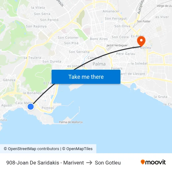 908-Joan De Saridakis - Marivent to Son Gotleu map