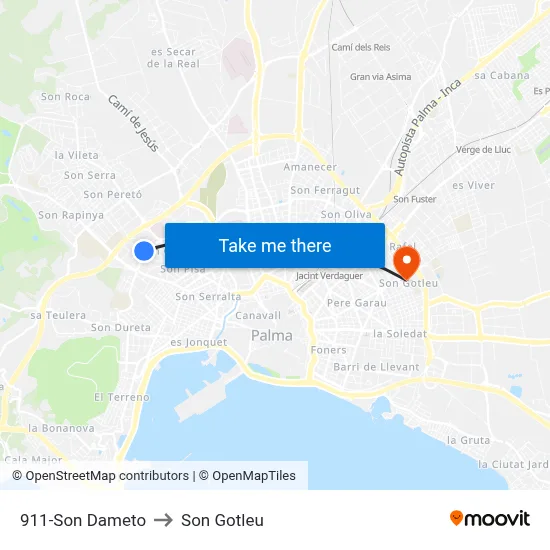 911-Son Dameto to Son Gotleu map