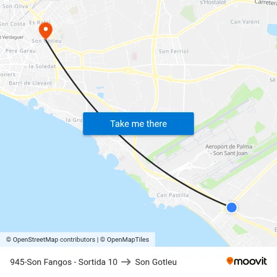 945-Son Fangos - Sortida 10 to Son Gotleu map