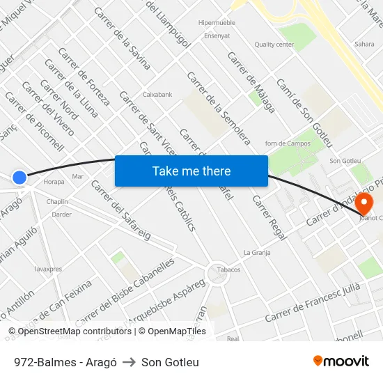972-Balmes - Aragó to Son Gotleu map