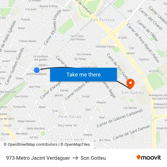973-Metro Jacint Verdaguer to Son Gotleu map