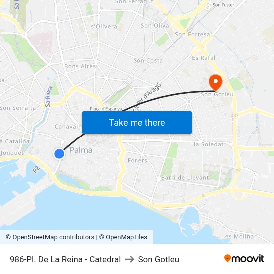 986-Pl. De La Reina - Catedral to Son Gotleu map