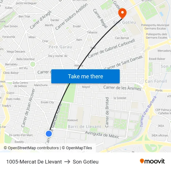 1005-Mercat De Llevant to Son Gotleu map