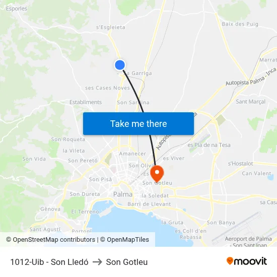 1012-Uib - Son Lledó to Son Gotleu map