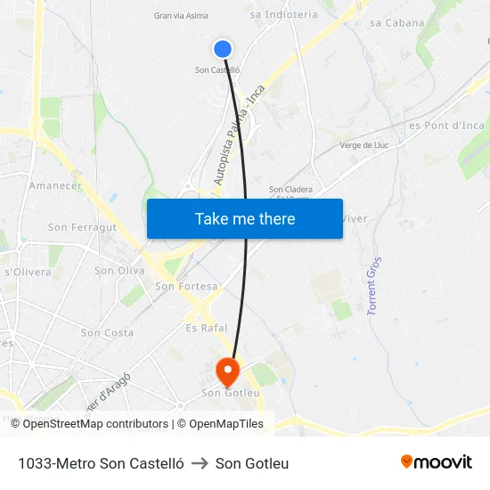 1033-Metro Son Castelló to Son Gotleu map