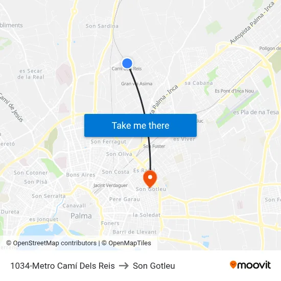 1034-Metro Camí Dels Reis to Son Gotleu map