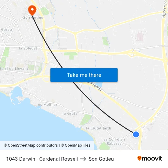 1043-Darwin - Cardenal Rossell to Son Gotleu map