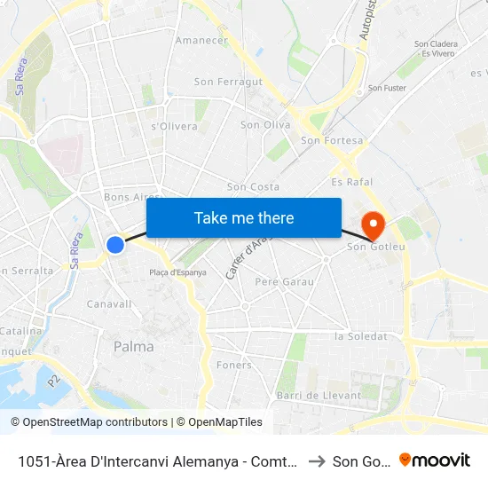 1051-Àrea D'Intercanvi Alemanya - Comte De Sallent to Son Gotleu map