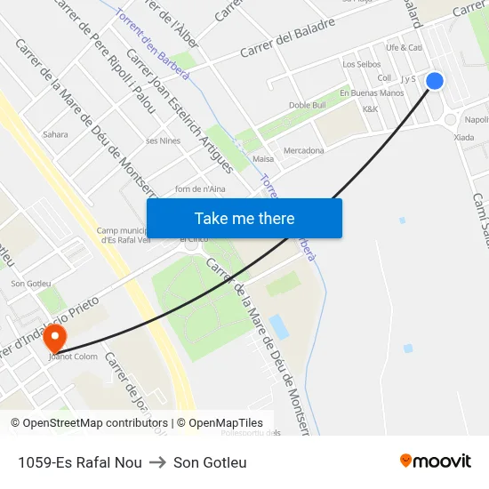 1059-Es Rafal Nou to Son Gotleu map