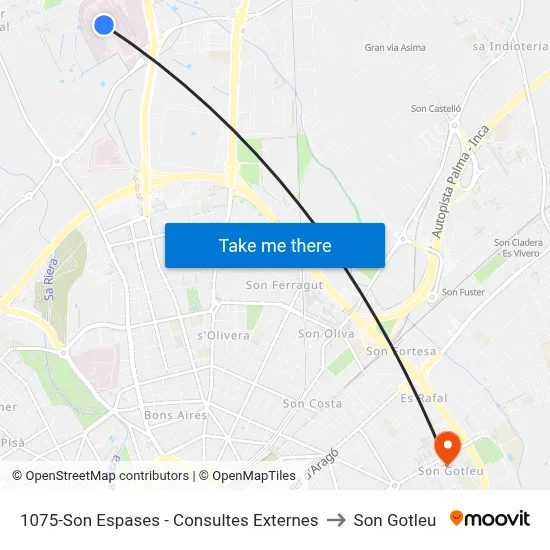 1075-Son Espases - Consultes Externes to Son Gotleu map