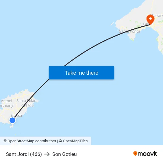 Sant Jordi (466) to Son Gotleu map