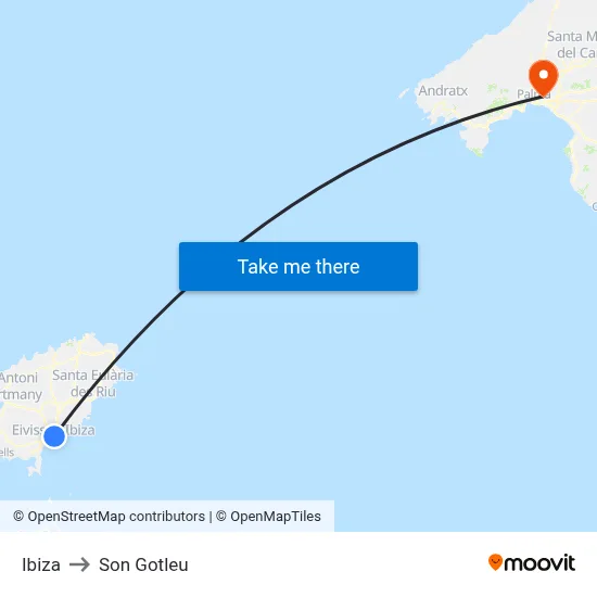 Ibiza to Son Gotleu map