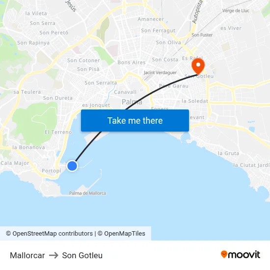 Mallorcar to Son Gotleu map