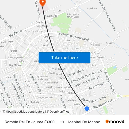 Rambla Rei En Jaume (33008) to Hospital De Manacor map