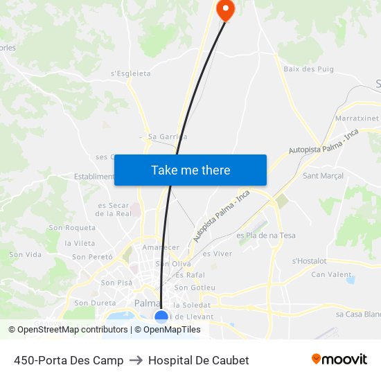 450-Porta Des Camp to Hospital De Caubet map