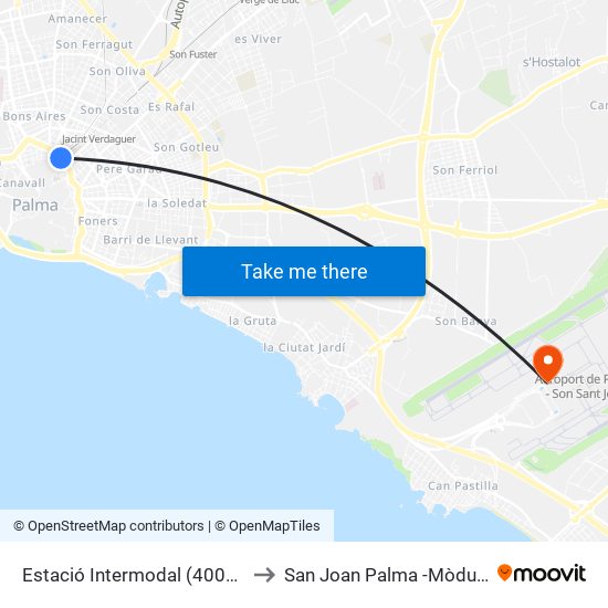 Estació Intermodal (40036) to San Joan Palma -Mòdul A map