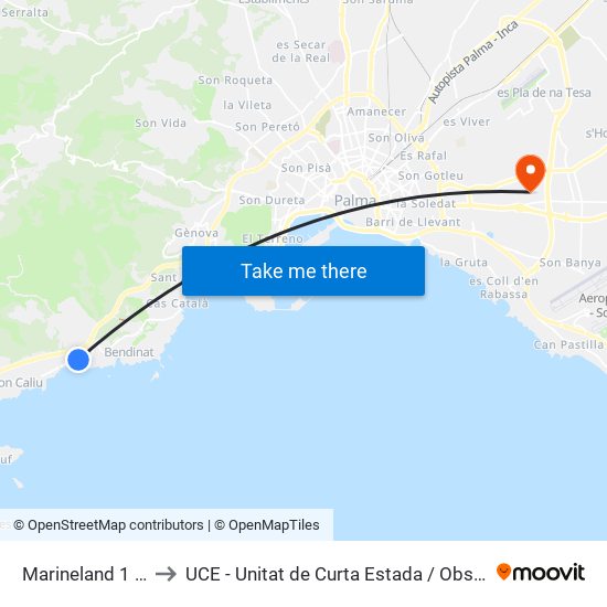 Marineland 1 (11019) to UCE - Unitat de Curta Estada / Observació Urgències map