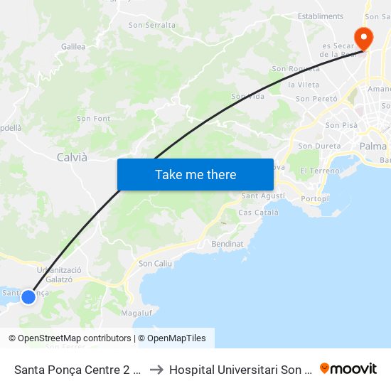 Santa Ponça Centre 2 (11179) to Hospital Universitari Son Espases map