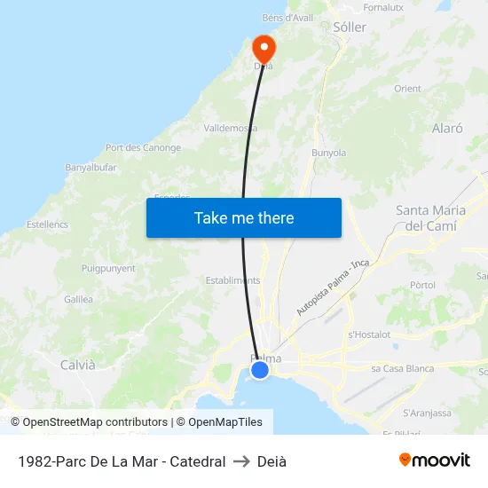 1982-Parc De La Mar - Catedral to Deià map