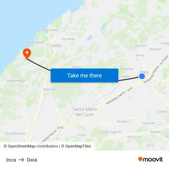 Inca to Deià map