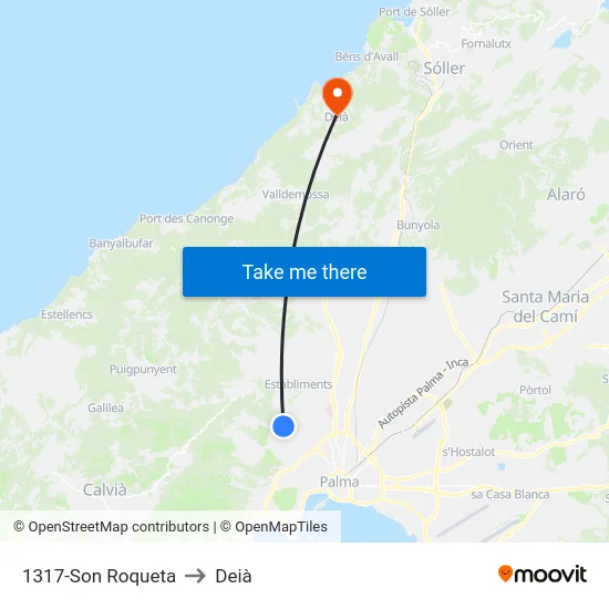 1317-Son Roqueta to Deià map