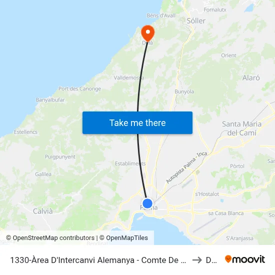 1330-Àrea D'Intercanvi Alemanya - Comte De Sallent to Deià map