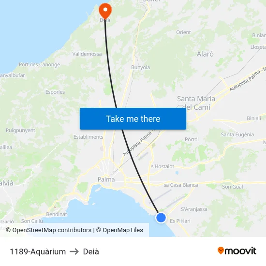 1189-Aquàrium to Deià map