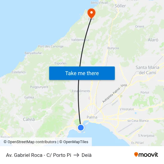 Av. Gabriel Roca - C/ Porto Pi to Deià map
