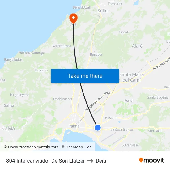 804-Intercanviador De Son Llàtzer to Deià map