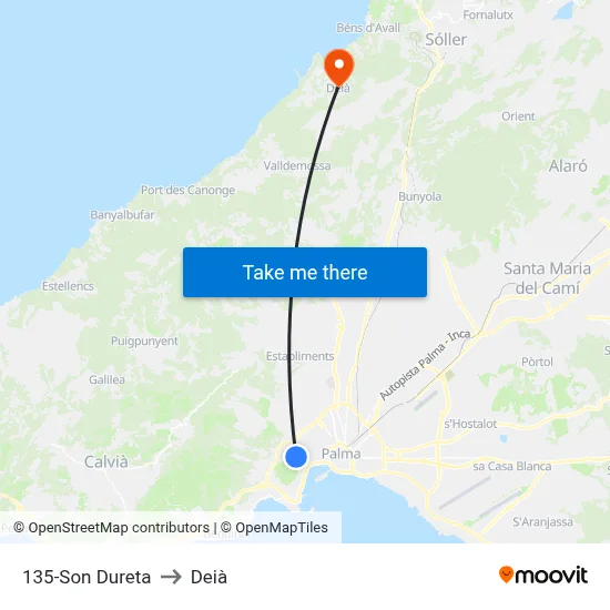 135-Son Dureta to Deià map