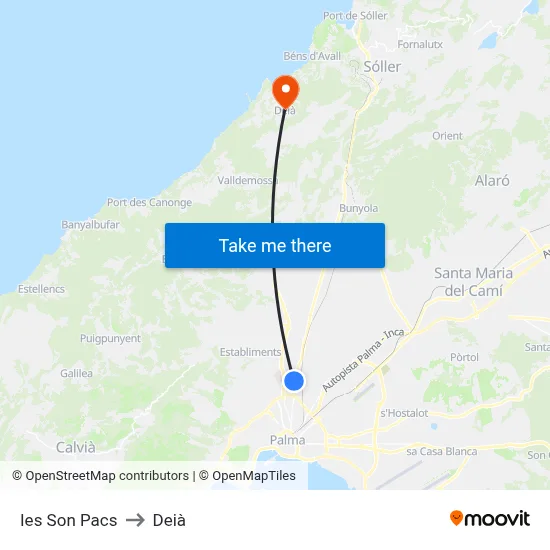 Ies Son Pacs to Deià map