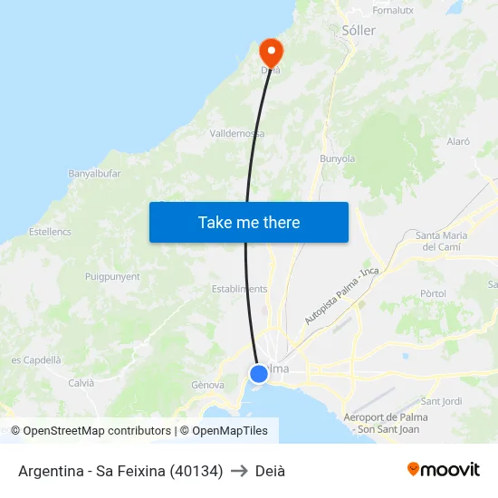 Argentina - Sa Feixina (40134) to Deià map