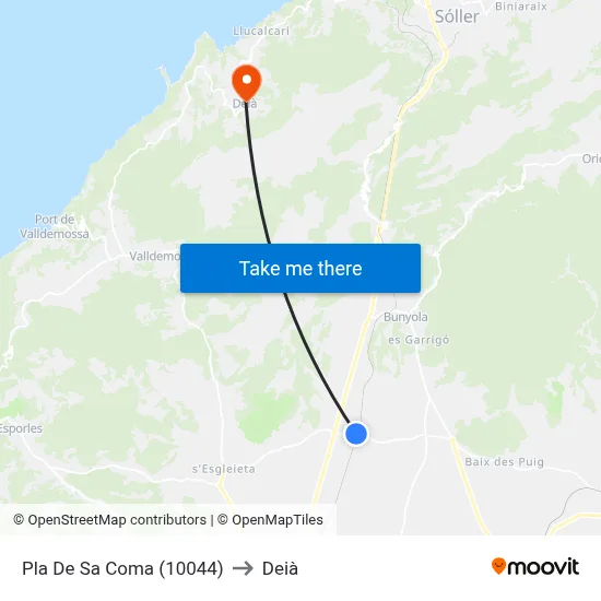 Pla De Sa Coma (10044) to Deià map