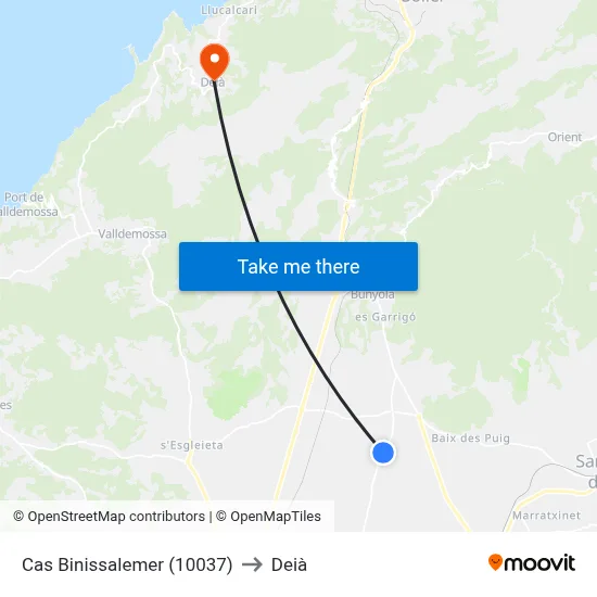 Cas Binissalemer (10037) to Deià map