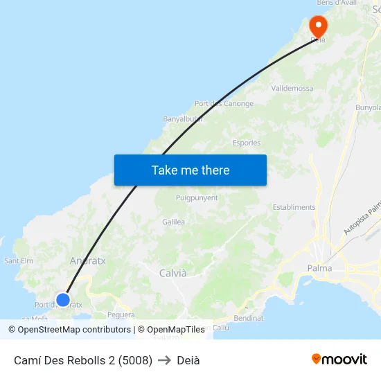 Camí Des Rebolls 2 (5008) to Deià map