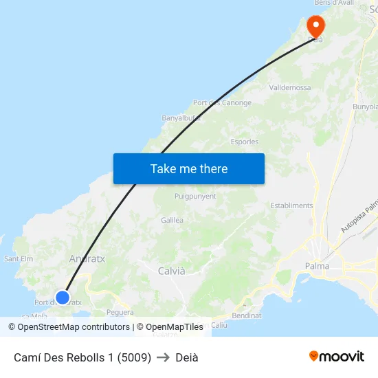 Camí Des Rebolls 1 (5009) to Deià map