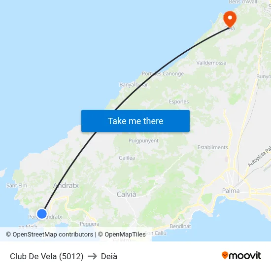 Club De Vela (5012) to Deià map