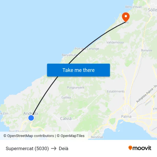 Supermercat (5030) to Deià map